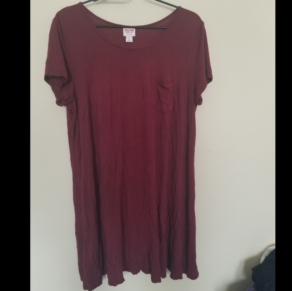 Cherry color summer dress.